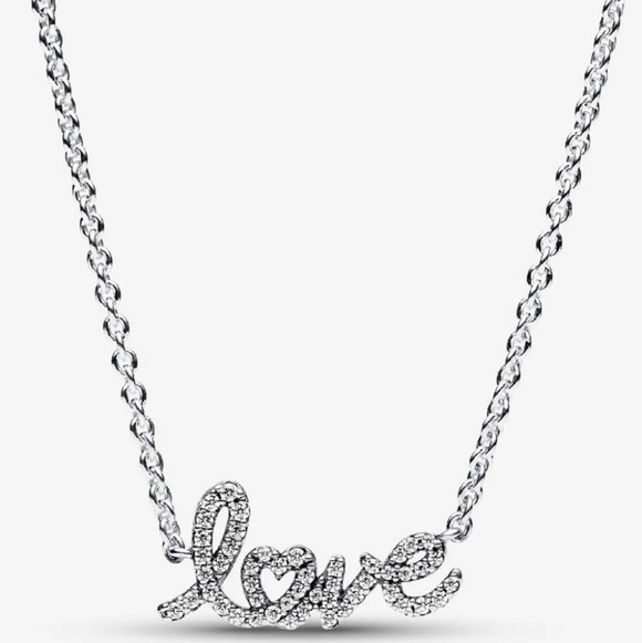 Pandora Sparkling Handwritten Love Collier Necklace - Picture 8 of 10